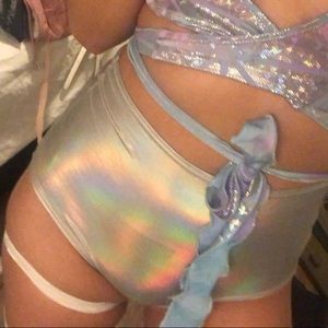 J Valentine Metallic Holographic Booty Shorts